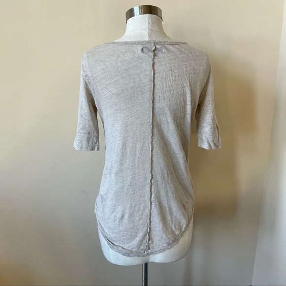 Annie Bing linen open scoop neck short sleeve tee t-shirt top 26221 - Picture 4 of 11